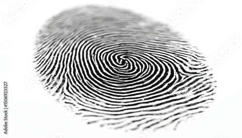 Close-Up of a Detailed Black Fingerprint on White Background