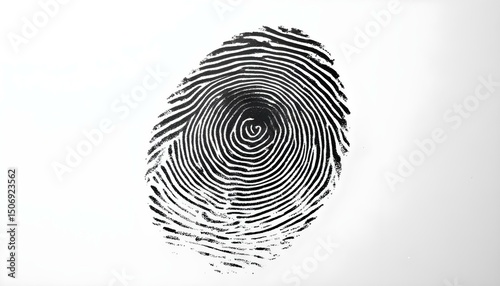 Close-Up of a Detailed Black Fingerprint on White Background