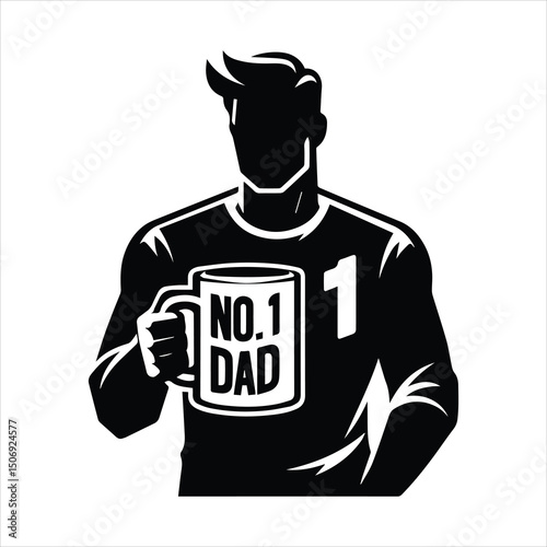 Number 1 Dad holding mug in hand vector illustration