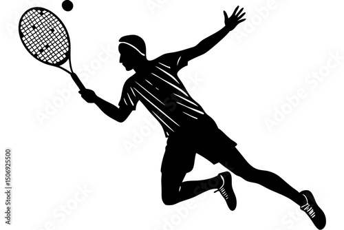 Dynamic Tennis Player Silhouette Action, Power, and Skill, tennis, player, silhouette, sports, action, winning, individual, tournament, passion, practice, victory, match, skill, determination, strengt