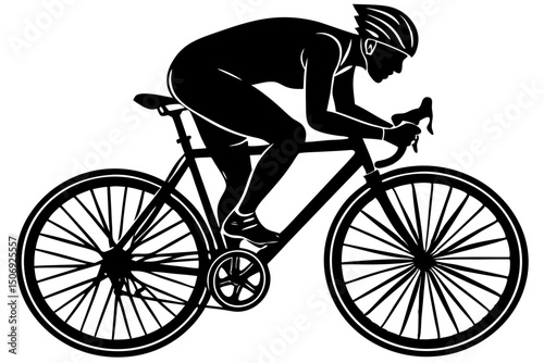 Powerful Silhouette of Cyclist in Action Road Bike Race, cyclist, road, bike, racing, silhouette, sports, wheels, commitment, powerful, tournament, win, passion, victory, determination, effort, race, 