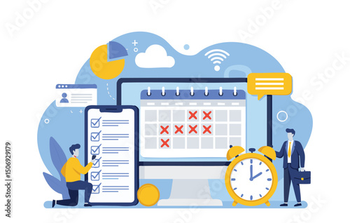 Efficient Time Management Mastering Your Schedule and Boosting Productivity with Practical Strategies and Tools, business vector illustration
