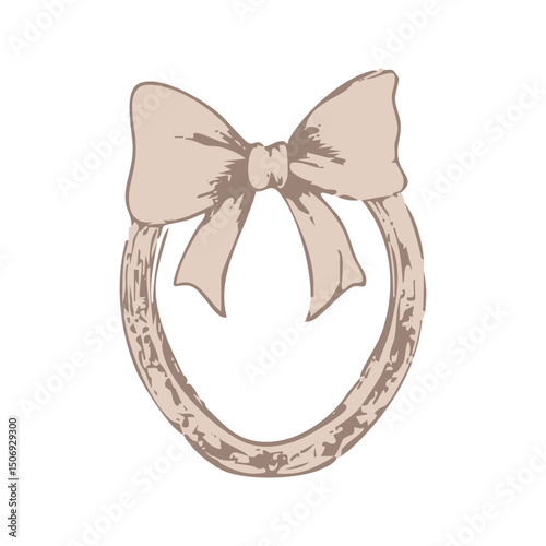Bow And Horseshoe Illustration. Symbol Of Luck And Elegance. Isolated Vector Illustration