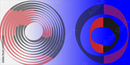 Bended rectangles in circles with colors for background and wallpaper