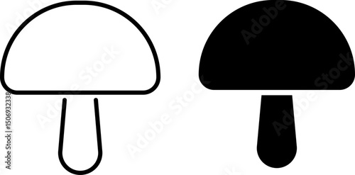 Mushroom icon set. Nature food sign. mushroom stem and cap. Delicious Natural And Vitamin Champignon
