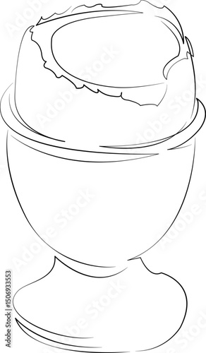 One continuous line drawing on white isolated background. Minimalism linear illustration. breakfast, food, protein, egg, ingredient, healthy eating, morning, meal, cooking, egg yolk