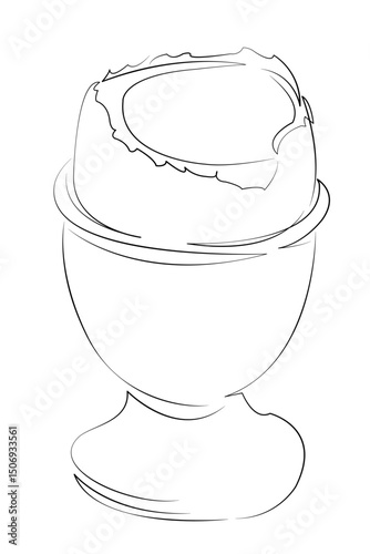 One continuous line drawing on white isolated background. Minimalism linear illustration. breakfast, food, protein, egg, ingredient, healthy eating, morning, meal, cooking, egg yolk