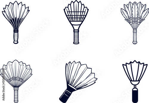 Collection of fans isolated on white background