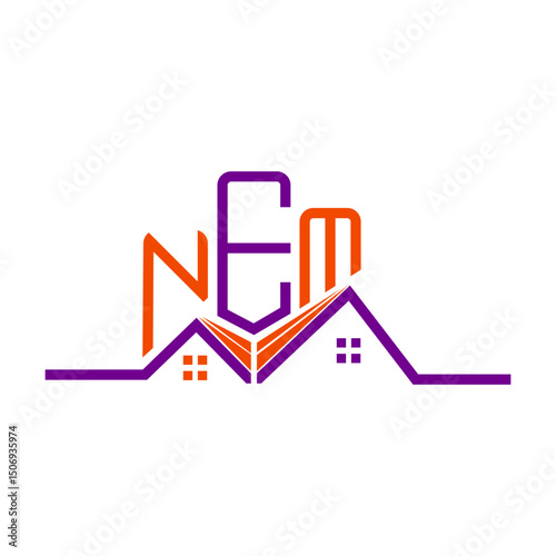 NEM Real State logo design, NEM simple and modern logo. NEM luxurious alphabet design