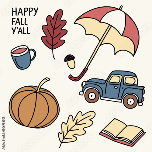Happy fall y'all element vector.