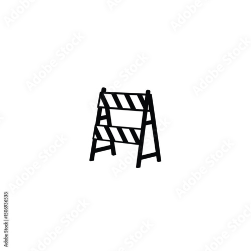 Silhouette of construction barricade on white background