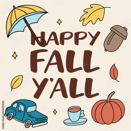 Happy fall y'all element vector.