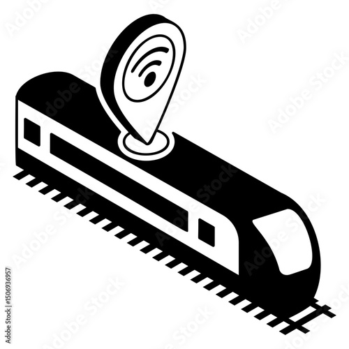 High speed rail isometric Concept, bullet train Vector Icon Design, Future transportation Symbol, Driverless Greener Transport innovations Sign, Autonomous aerial vehicles Illustration