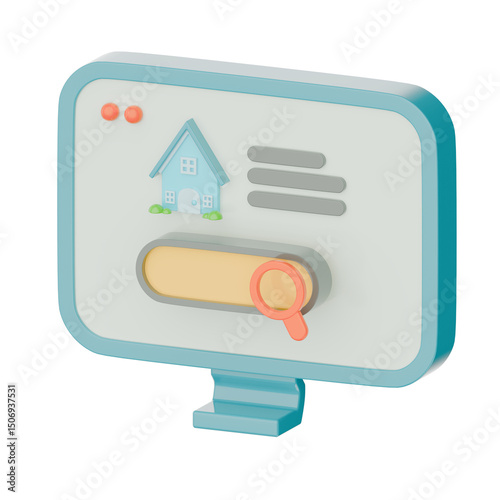 Blue real estate 3d icon render clipart