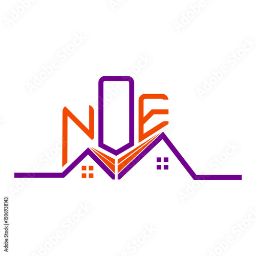 NOE Real State logo design, NOE simple and modern logo. NOE luxurious alphabet design