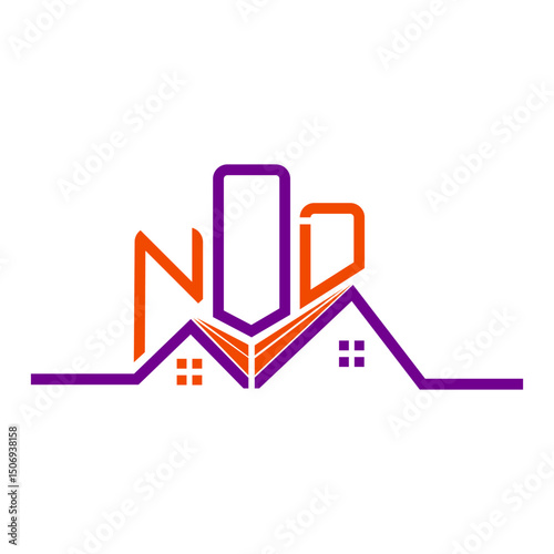 NOD Real State logo design, NOD simple and modern logo. NOD luxurious alphabet design