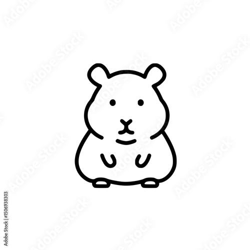 Adorable Hamster Line Art Illustration Simple, Cute, and Perfect for Pet Lovers