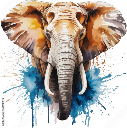 A watercolor painting of an elephant, isolated on a white background. Elephant vector.