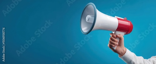 The megaphone held in hand for powerful announcements and clear communication.