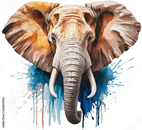 A watercolor painting of an elephant, isolated on a white background. Elephant vector.