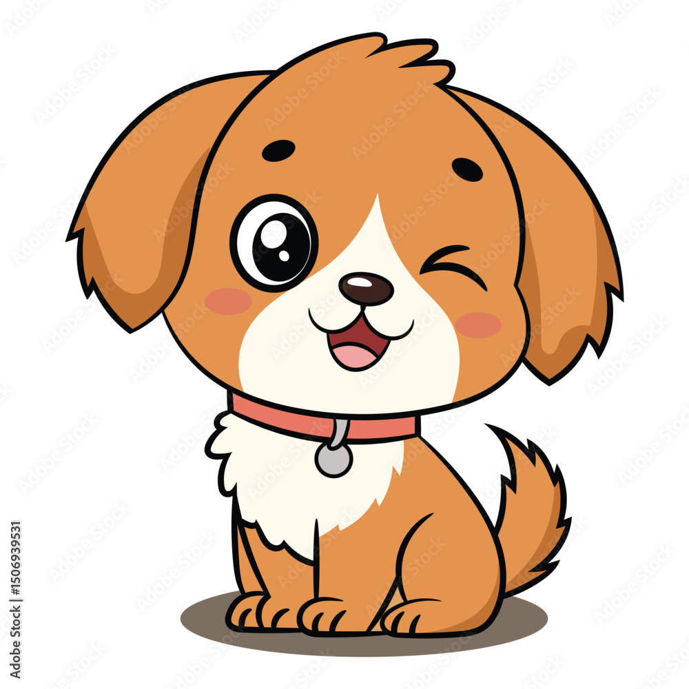 Cute puppy Dog Winking Eye mascot cartoon vector Illustration Cute puppy Dog Winking Eye mascot cartoon vector Illustration