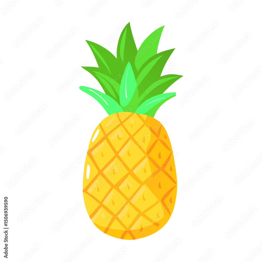 Vibrant pineapple illustration with detailed texture, showcasing bright yellow-orange body and lush green leaves. Tropical themes and summer designs Vibrant pineapple illustration with detailed texture, showcasing bright yellow-orange body and lush green leaves. Tropical themes and summer designs