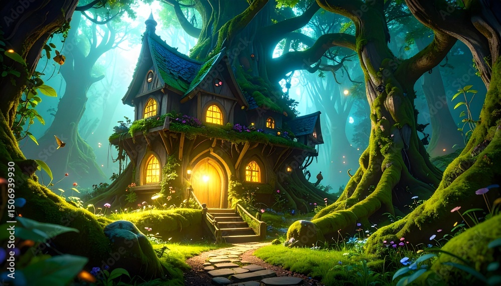 Fototapeta premium A lush landscape where fairies thrive. 