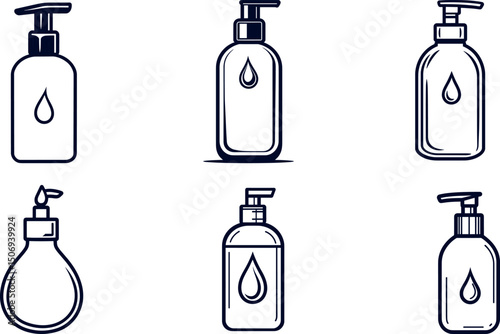 Soap dispenser bottles isolated on white background