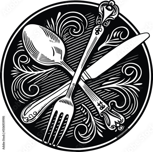 Spoon Silhouette Art - Minimalist Dining Room Wall Print