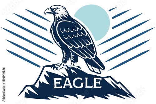 Majestic eagle perched on mountain peak emblem with sky background a symbol of strength and freedom