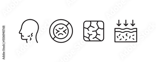 Icons illustrating skin conditions and treatments.
