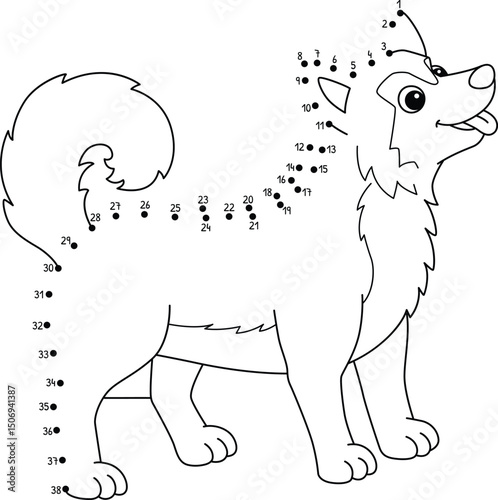 Dot to Dot Siberian Husky Dog Animal Isolated 