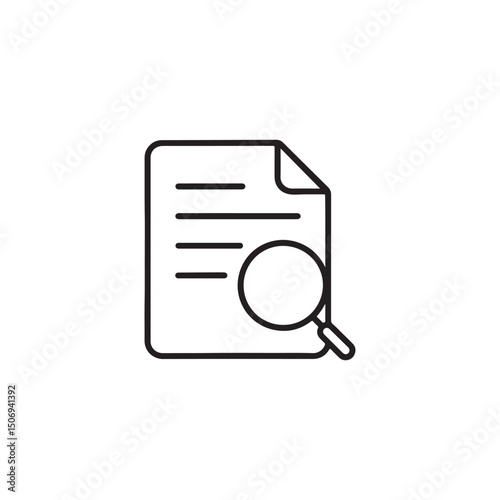 Hand holding magnifying glass over document icon for search or analysis concept.