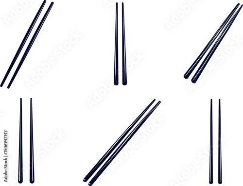 Chopsticks isolated on white background, traditional asian eating utensil