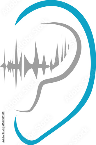 Ear with Sound Wave Representation illustration
