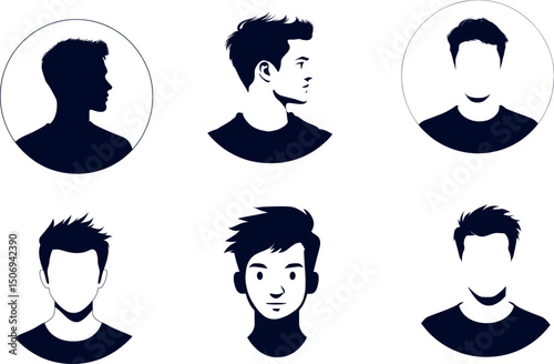 Man avatar portraits isolated on white background