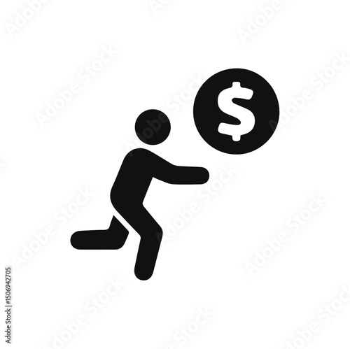 Money Request or Financial Help Icon, money request icon, financial aid symbol, person asking for money, dollar sign help icon, economic support vector, begging for funds graphic, loan request 
