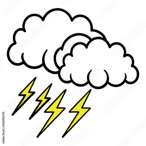 Clouds and thunder with rain vector illustration