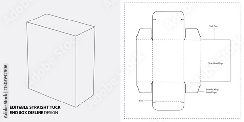 Editable Straight Tuck End Box Dieline Template Free Downloadable Packaging Design