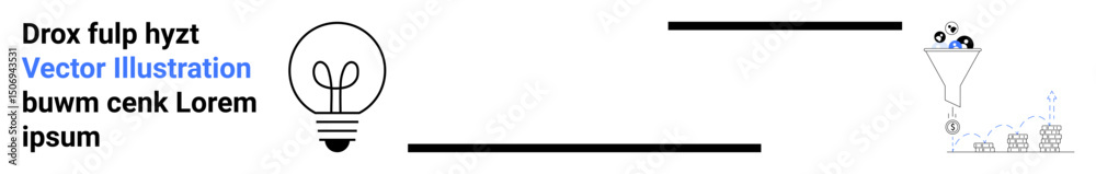 Fototapeta premium Lightbulb symbolizing innovation connects to funnel filtering concepts into actionable insights. Ideal for creativity, innovation, brainstorming, data management, process simplification, digital