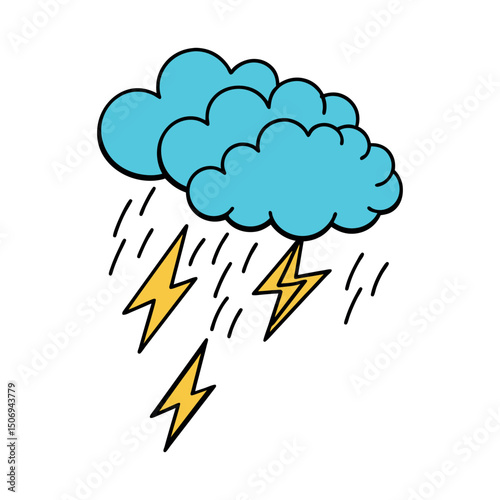 Clouds and thunder with rain vector illustration