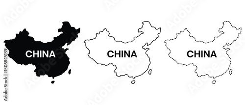 China map icon vector. Silhouette of China map vector symbol. Outline of China country vector illustration.