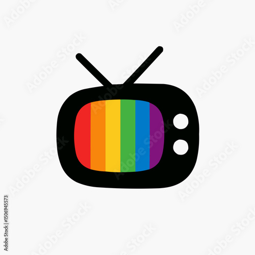 retro tv television channel logo vector icon illustration