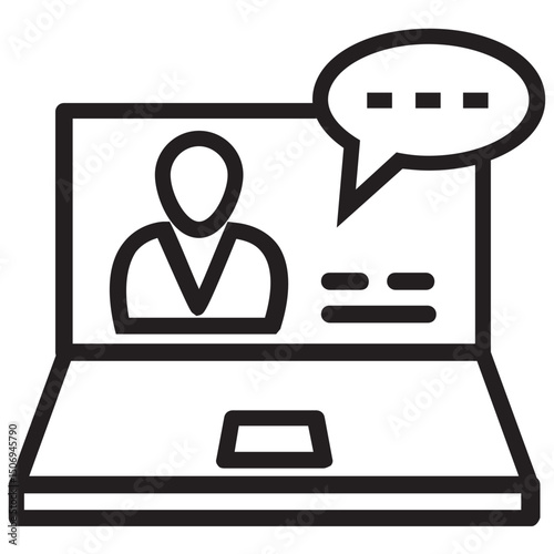 Video Call Icon, Online Meeting, Virtual Conference, Remote Communication, Webcam Chat