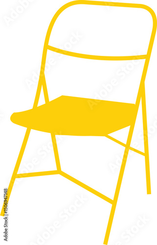 Yellow color folding chair isolated on white background
