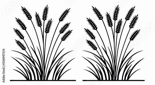 Wild Grass Silhouette Set – Botanical Nature Clipart Tufts