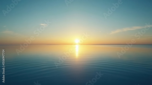 Wallpaper Mural Calm ocean sunset, peaceful sunrise reflection, tranquil waterscape, idyllic background for travel, serenity Torontodigital.ca