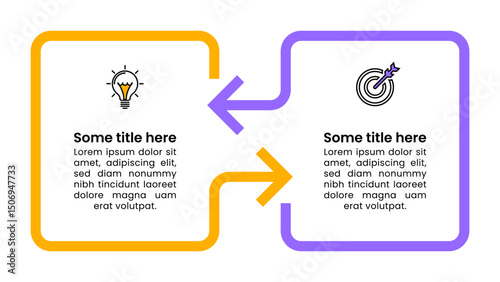 Infographic template. 2 line squares with arrows