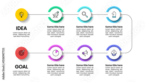 Infographic template. Path to goal with 6 steps