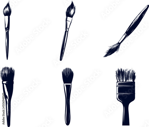Paint brushes isolated on white background